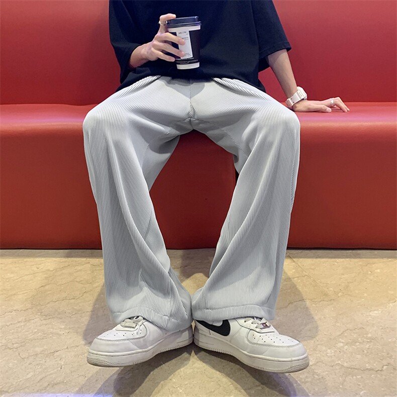 夏季新款2025男薄款阔腿纯色休闲裤松紧腰运动裤D201-DM155-P40图片
