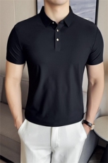 大码品质16色商务弹力无痕polo衫短袖男士冰丝翻领T恤-T0701-P60，男装T恤，电商D342