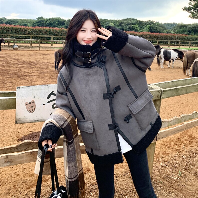 现货/加厚羊羔毛外套5611-P215-K345-重工手工盘扣，女装棉衣/棉服，2C275