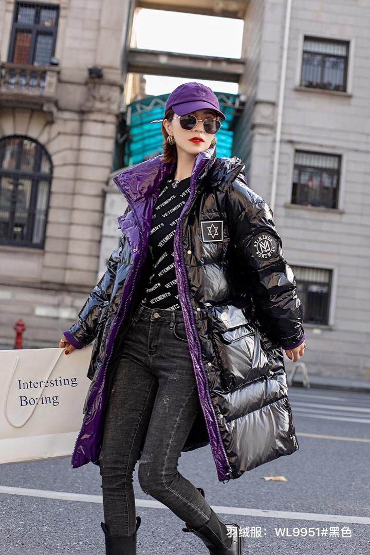 2021年冬季新款撞色韩版时尚显瘦中长款羽绒服现货大量供应，女装羽绒服，婉伦