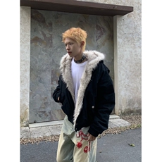 网络图现货美式潮牌痞帅星空纹座山雕连帽棉服JA211-P100，男装棉衣，星座715-7