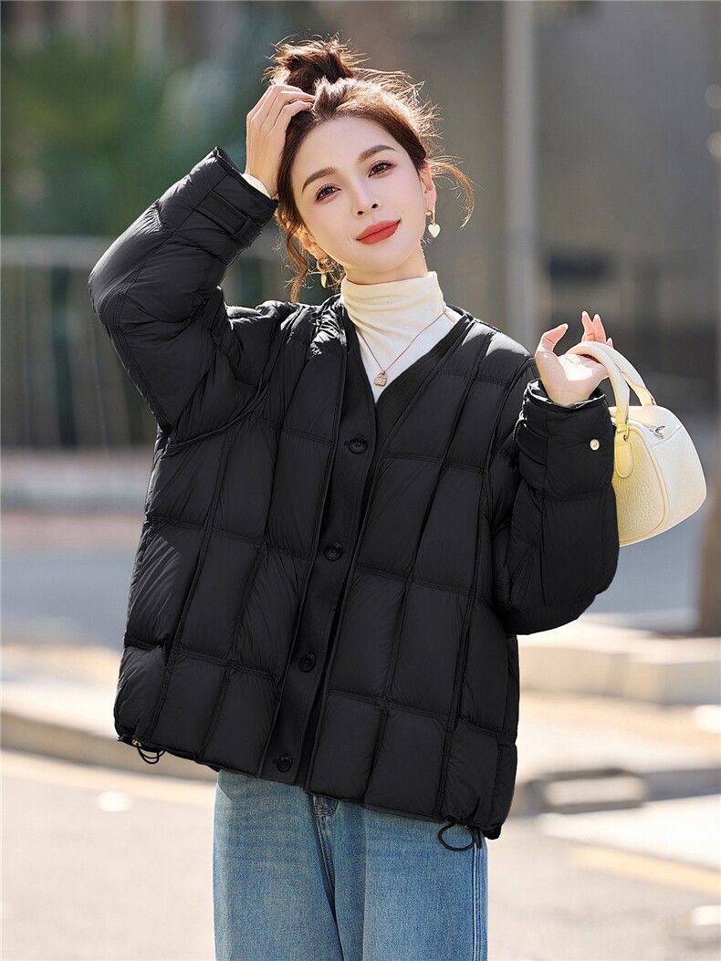 2026冬装新款简约时尚时髦拼接90绒羽绒服,女装羽绒服,美沁