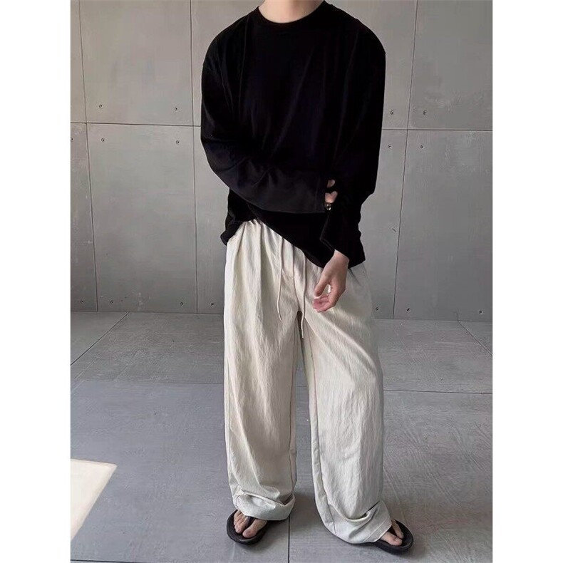 亚麻直筒休闲裤男士阔腿裤韩系通勤cleanfit穿搭特P45，男装休闲裤，星座1004（原星座815-3）