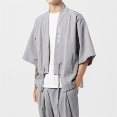 夏大码风棉麻道袍汉服两件套男女短袖防晒套装潮TZ05/P85，男装防晒衣，钱塘713