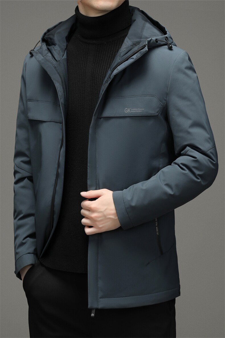 男士休闲宽松中长款冬季连帽厚款男士时尚羽绒服SNNYR86066-P280图片