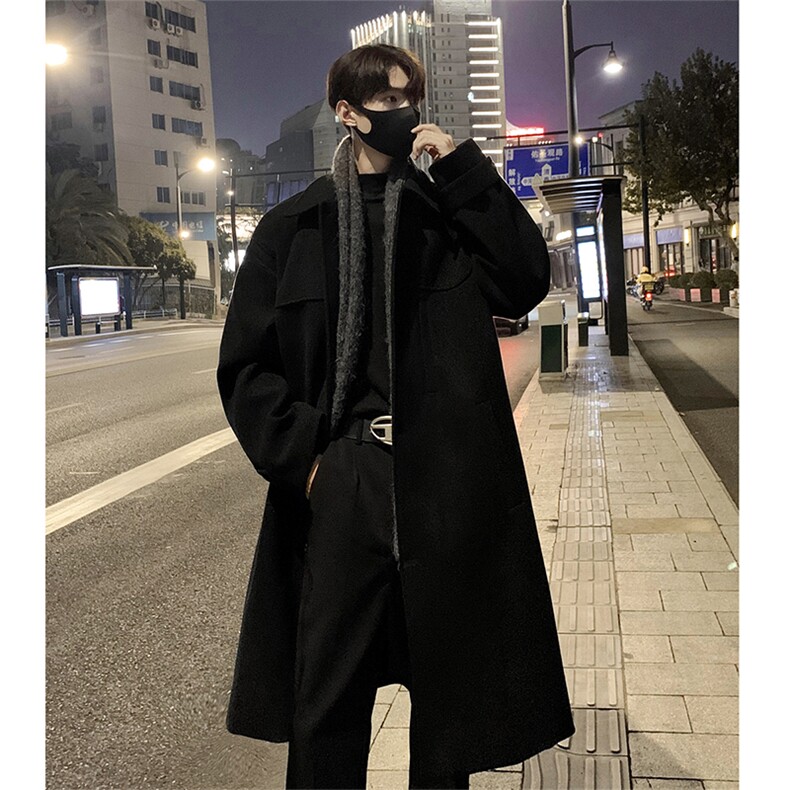 FY516-P125控168700克中长款毛呢大衣男秋冬宽松单排扣风衣外套，男装风衣，电商A058-1（原电商C417）