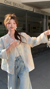 新款上新2025蓝色立体花朵刺绣防晒外套女85076-208A-P170-K255图片