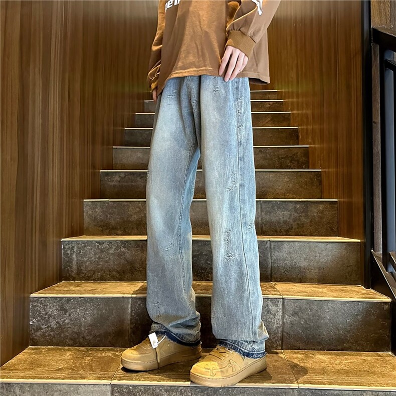 青春流行ins男直筒水洗牛仔裤NX53 P50图片