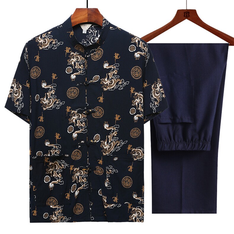 中老年复棉绸古禅修茶服居士服唐装改良汉服风男装民族套装图片