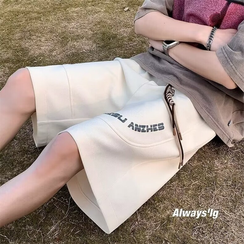 新款时尚简约流行潮流日系重磅贴标绿色工装短裤男大码夏季无品牌，女装休闲裤，星座1210-1