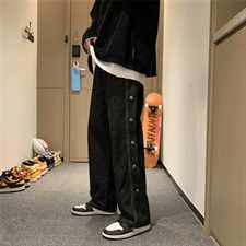 男士牛仔裤潮牌宽松直筒春季拖地老爹裤韩版帅气排扣裤子kk90-p40，男装牛仔裤，星座1008-1