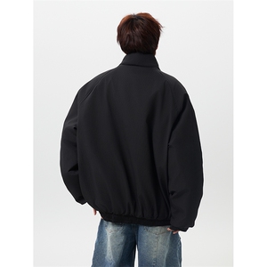 MFDD012-P80 冬季日系竖条纹美拉德棉衣男宽松保暖棉服外套图片