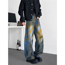 美式倒装水洗牛仔裤男款秋冬季阔腿痞帅倒穿弯刀裤子N1337，男装牛仔裤，星座1116A-1（原606A）