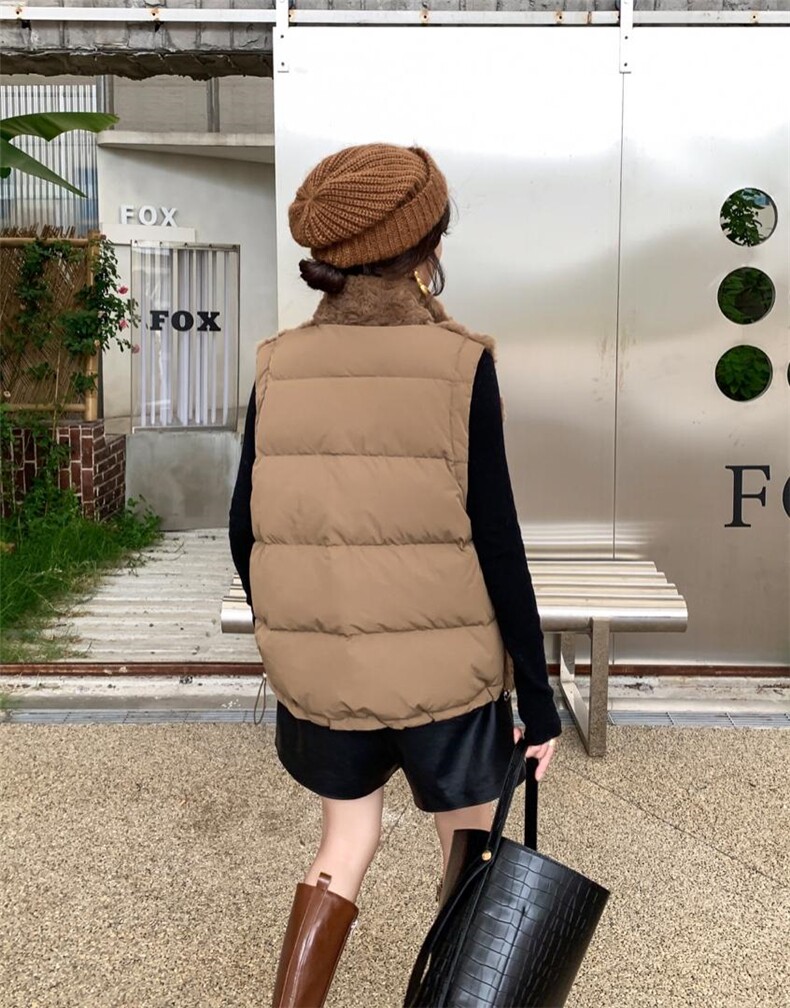 2022冬装新款皮毛马甲拼接新标90白鸭绒马甲,女装马甲,蜜思优沫