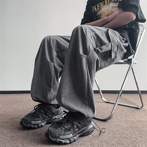 春季灯芯绒工装裤男直筒复古休闲潮牌痞帅美式青少年潮流裤子图片