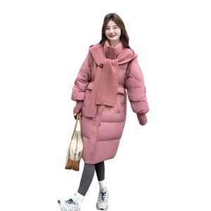 2025冬季羽绒服长款白鸭绒毛线帽加厚款2C290-6808#-P280-K418图片