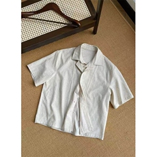 已下单~夏季亚麻天丝翻领假两件老钱风透气短袖衬衫男CT25127批55，男装衬衫，星座1004-6