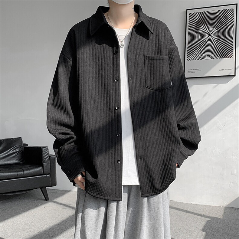 8XL-M春季衬衫外套纯色大码复古宽松轻熟风穿搭长袖衬衣CS9003P58,男装衬衫,电商B238