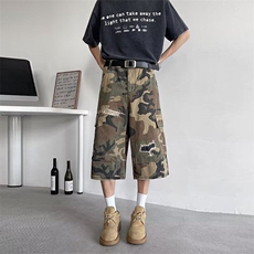 迷彩工装休闲裤男女韩版潮流破洞2026夏季ins七分裤K6267-P49，男装牛仔裤，星座412-2