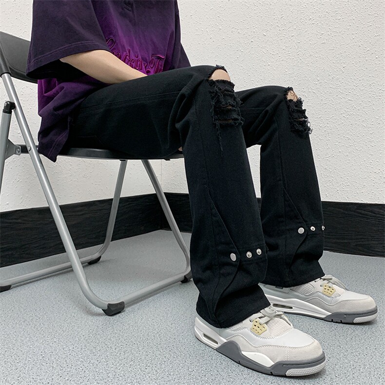 夏季美式高街破洞铆钉牛仔裤货号K750P60,男装牛仔裤,电商A063