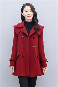 双排扣毛呢外套女中长款2024秋冬装新款女装韩版时尚气质呢大衣，女装毛呢外套，慧尚依恋