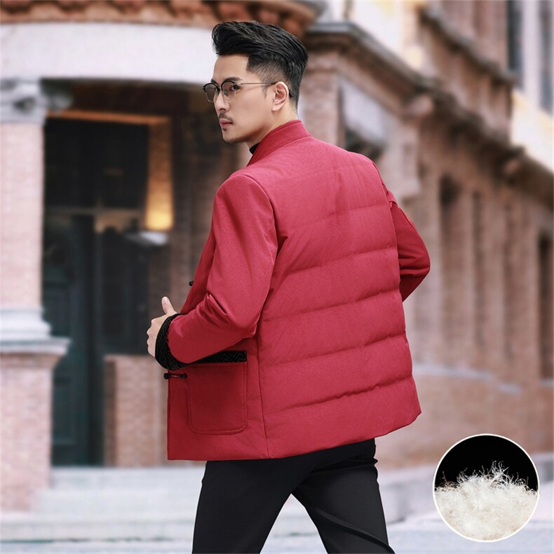 现货新款中年羽绒服唐装外套男复古盘扣风羽绒服外套中式唐装,男装羽绒服,钱塘723