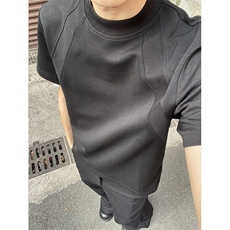 cleanfit浅灰色太空棉t恤男夏季美式重磅正肩短袖boxy短款半截袖，男装T恤，星座506A