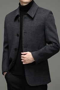秋冬新款双面呢外套翻领商务男装夹克毛呢大衣男ZL11576-P260，男装夹克，电商B212（原钱塘6029）