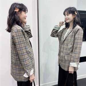 【现货】2021春秋装新款英伦风格子西装166-XZ03P95控158
