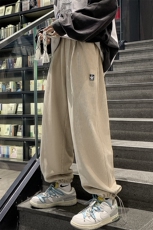2023秋季新品港风纯色金属绣标运动裤长裤束脚卫裤男士K7396-P70，男装休闲裤，电商A441-1