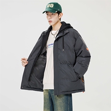 棉衣男三防冬季新款港风宽松连帽假两件加厚棉服914-4-WT08P70，男装棉衣，星座914-4