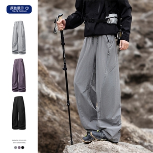 美式抽绳褶皱伞兵工装裤男女复古宽松休闲速干裤K0265-P52图片