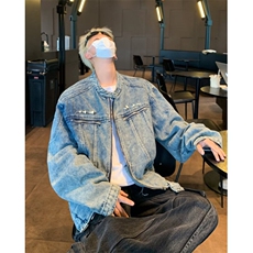 DY2305-P78美式水洗拼接牛仔外套设计感夹克男自家图档口大货，男装夹克，星座603-2
