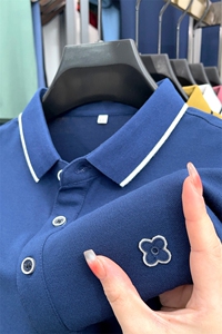 2023夏季新款短袖t恤男潮流翻领POLO衫男士薄款体恤上衣服图片