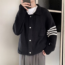 男秋冬季新款潮韩版百搭三条杠毛衣针织衫外套M8815P53，男装针织衫/毛衣，星座1116-2