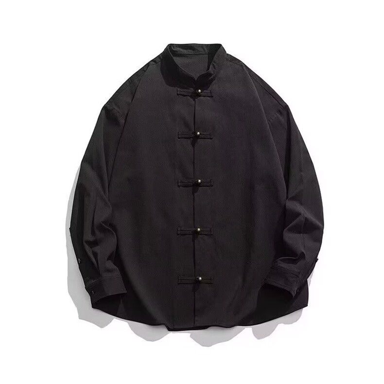男秋季长袖衬衣居士汉服中式复古工装衬衫禅意茶服J6911-P55,男装衬衫,星座1105-3