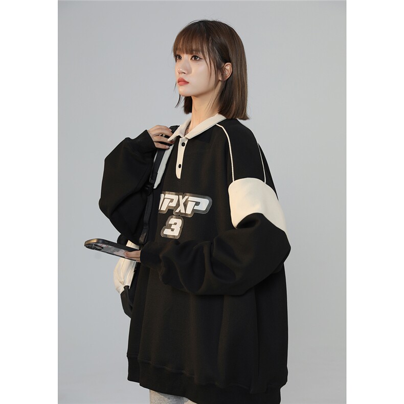 2025秋季新款OPXP字母印花休闲翻领中性长袖卫衣WY817/P58控78，男装卫衣，电商A148-1