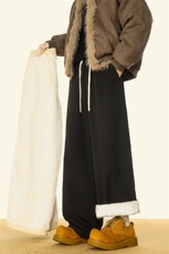 黑色棉裤男冬季加绒加厚休闲裤宽松慵懒风裤子5D2128-TP4588，男装棉裤，电商A102