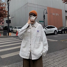 牛仔夹克时尚慵懒潮牌新款潮流流行ins港风工装外套男W6107-P58，男装夹克，星座412-2