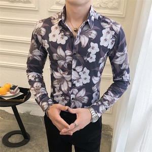 312A-5-273-P55 长袖高级感秋季休闲英伦发型师韩版纯色男士衬衣图片