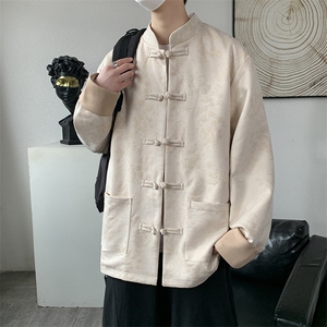 男士外套麂皮绒印花夹克盘扣立领唐装风 XZ1512-2507-P85图片