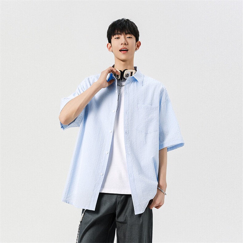 无影墙纯色短袖衬衫耐磨衬衫休闲百搭MD-TH530-特批40控69,男装T恤,星座717
