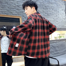 2021春季新款日系大码潮男佳乐纽扣翻领休闲格子衬衫C520-P40，男装衬衫，电商A001