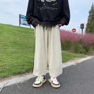 侧边条纹灯芯绒裤子美式高街男士秋冬季直筒运动休闲裤MK456-p36图片