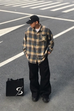 特P35无差价新款百搭长袖时尚春秋格子衬衫-HS2135男模外景，男装衬衫，电商A003