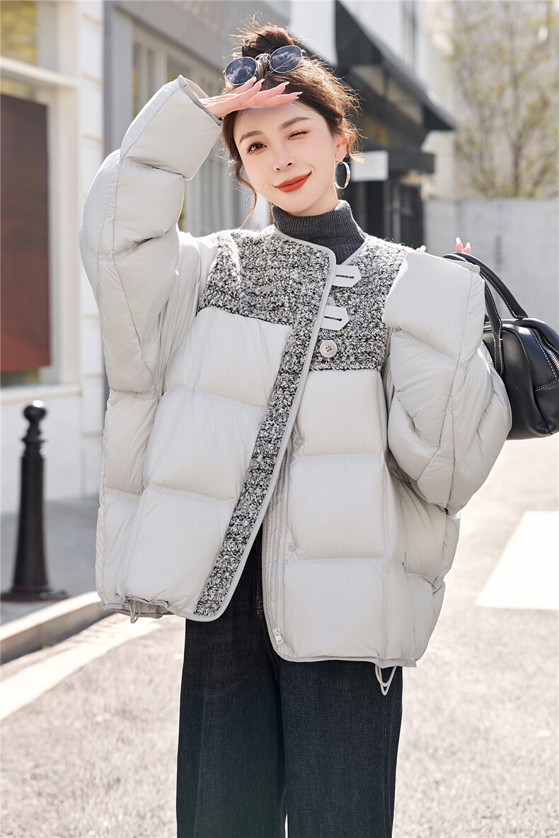 2025年冬季新款拼接小个子短款羽绒服,女装羽绒服,橙子家