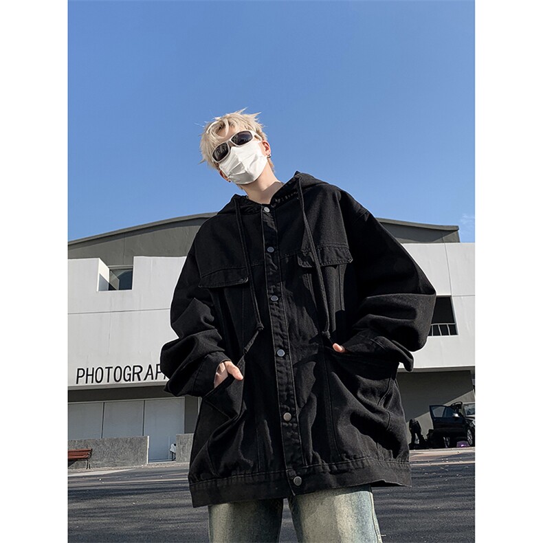 潮牌ins风牛仔上衣宽松设计学生外套痞帅韩版夹克衫HY482P95控139,男装夹克,电商A102B