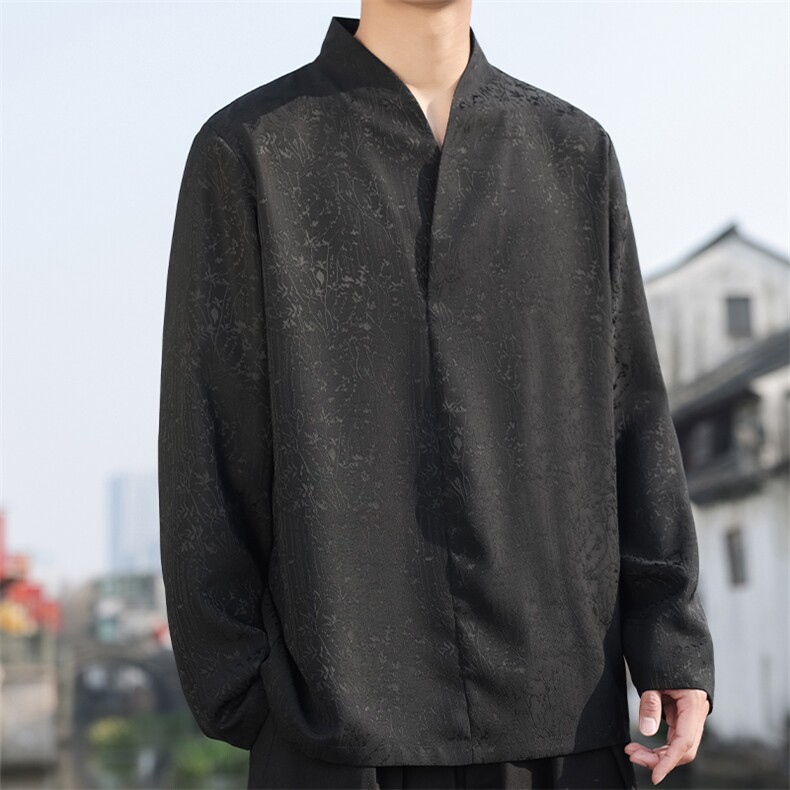 2026春季新款男装新中式立领提花衬衫唐装风上衣C179-P55,男装衬衫,电商B277(原6028)