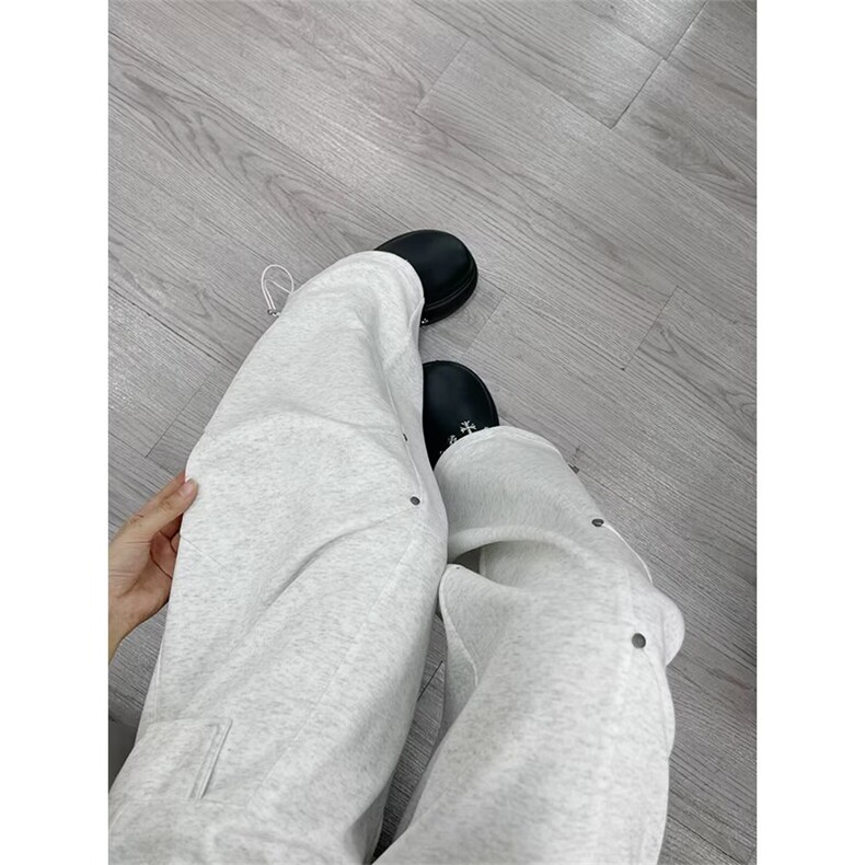 港风秋款男女休闲卫裤铆钉褶皱直筒扎染工装长裤h154P48,男装休闲裤,星座1013-1