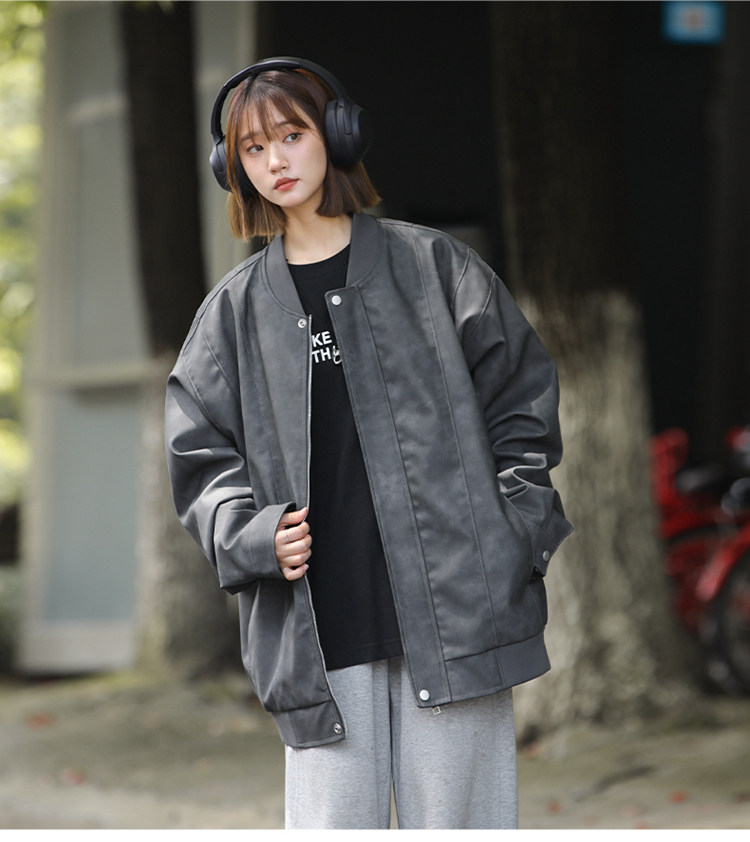 中性风立领机动皮夹克男女防风皮衣光板二开a406jk1206特p83,男装夹克,星座309（原A406）